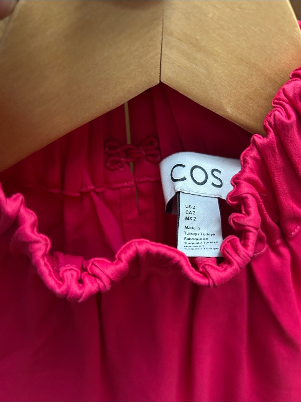 COS Bright Pink Elastic-Neck Satin Top - Picture 4 of 4